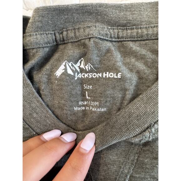 Jackson Hole Men's Long Sleeve T-shirt Basic Large Gray Classic Casual - Picture 2 of 7